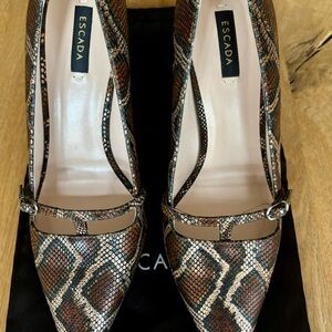 Escada Brown Heels with Snakeskin Pattern